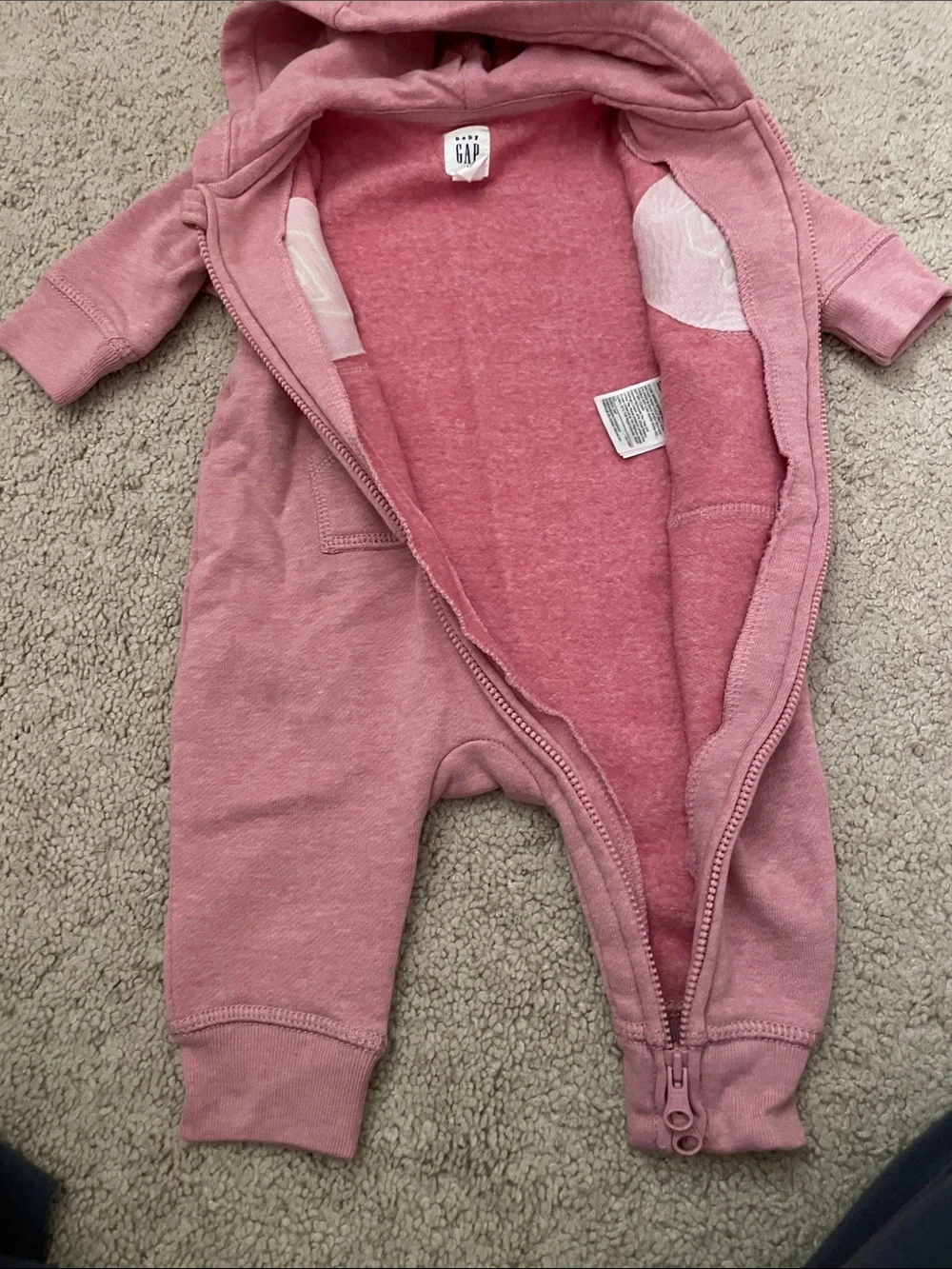 GAP Dusty Pink Hooded Baby One-Piece